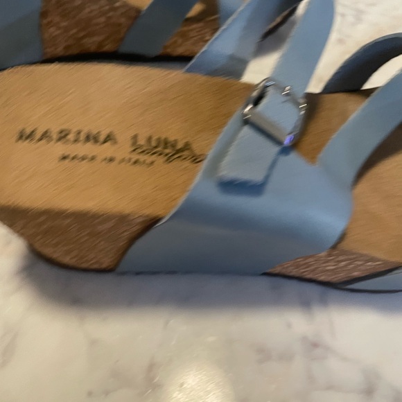 Marina Luna Light Blue Wedge Sandals - Picture 3 of 8